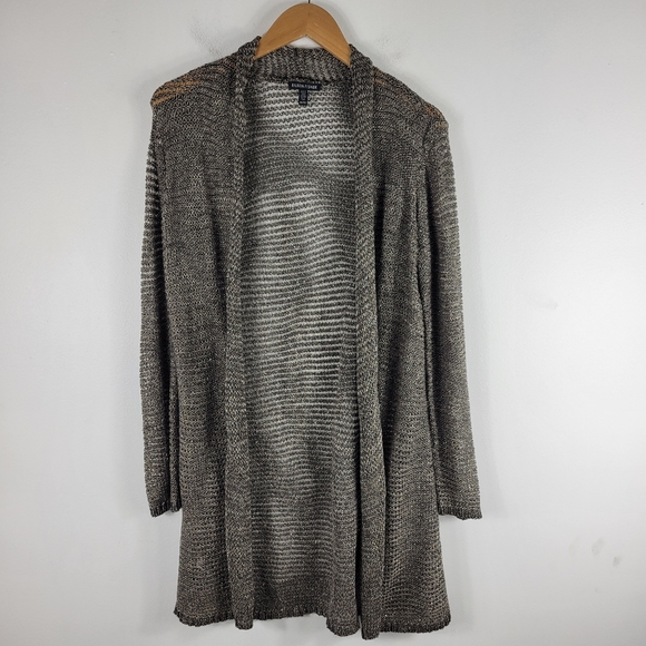 EILEEN FISHER Womens White Pocketed Long Sleeve Open Cardigan Sweater main image 1